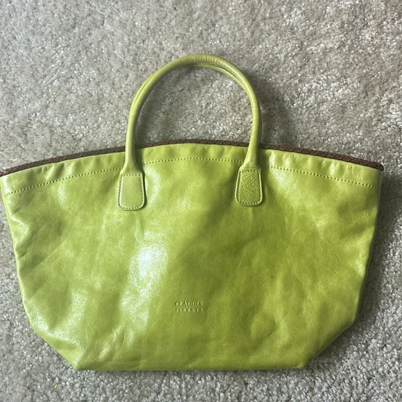 CLAUDIA FIRENZE bright Green Spacious inside medium bag / tote . Italy - Picture 1 of 15